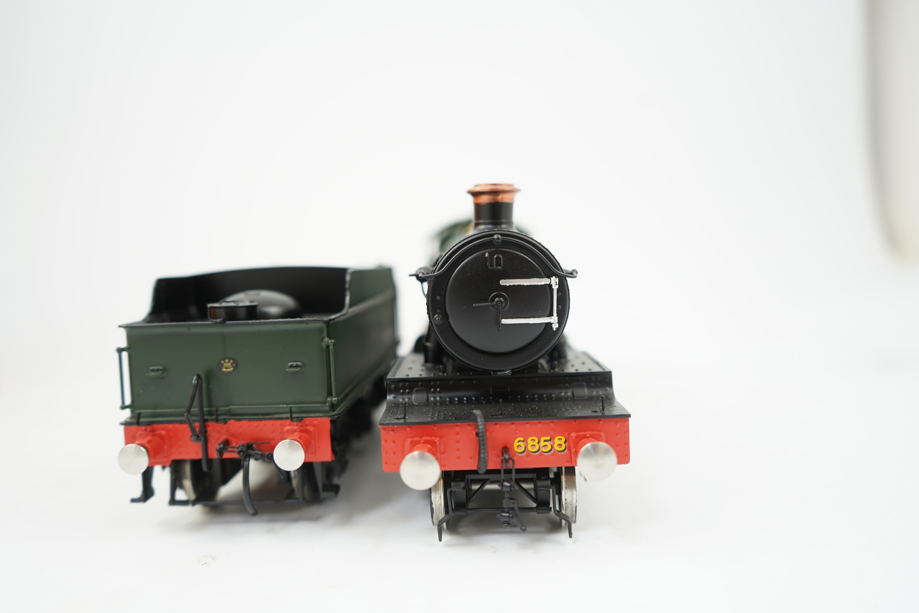 An 0 gauge Finescale Brass (by SanCheng, China) model of GWR Grange Class, Woolston Grange, 6858, 4-6-0 tender locomotive, powered for two rail operation, with original box.